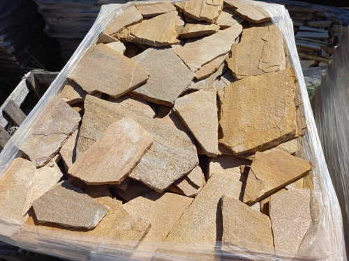 Плитняк златолит жёлтый золотистый для отмостки купить в Пыть-Яхе